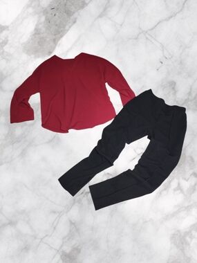 Business Casual Outfit Maroon Top Black Bottom SHEIN